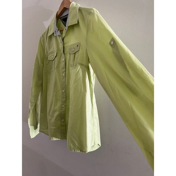 Tommy Hilfiger 100% Cotton Button Down Dress Shirt Lime Green Size Medium - Picture 3 of 8